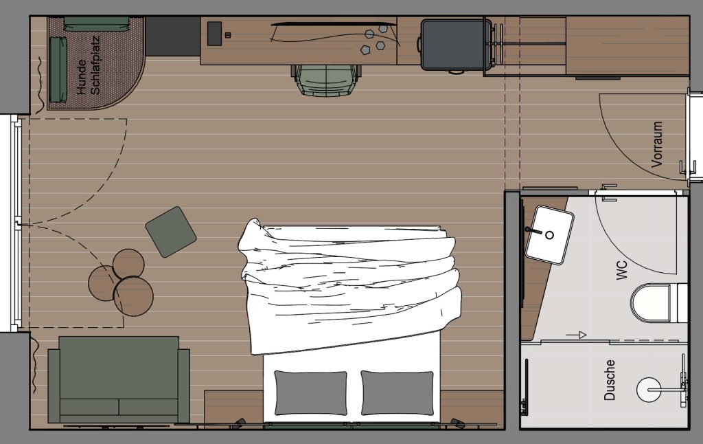 Grundriss Doppelzimmer Deluxe mit Balkon