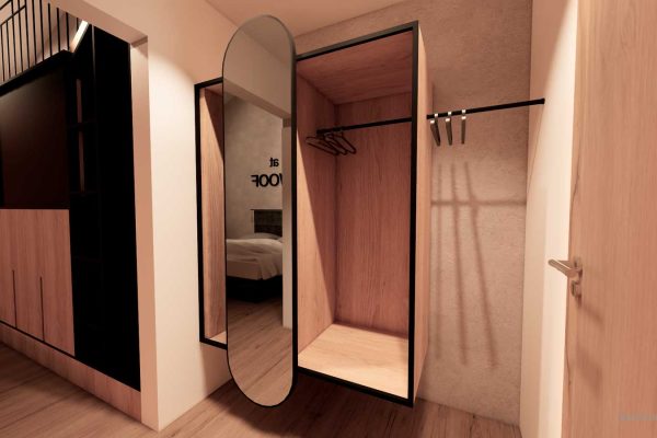 Eingang und Garderobe modernes Galeriezimmer mit gemütlicher Atmosphäre